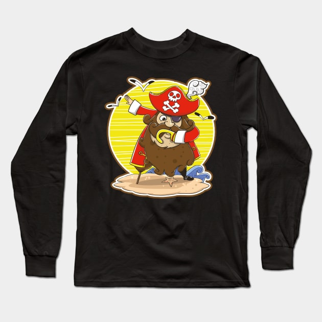 Dabbing Pirate Skull Dab Dance Long Sleeve T-Shirt by Pummli